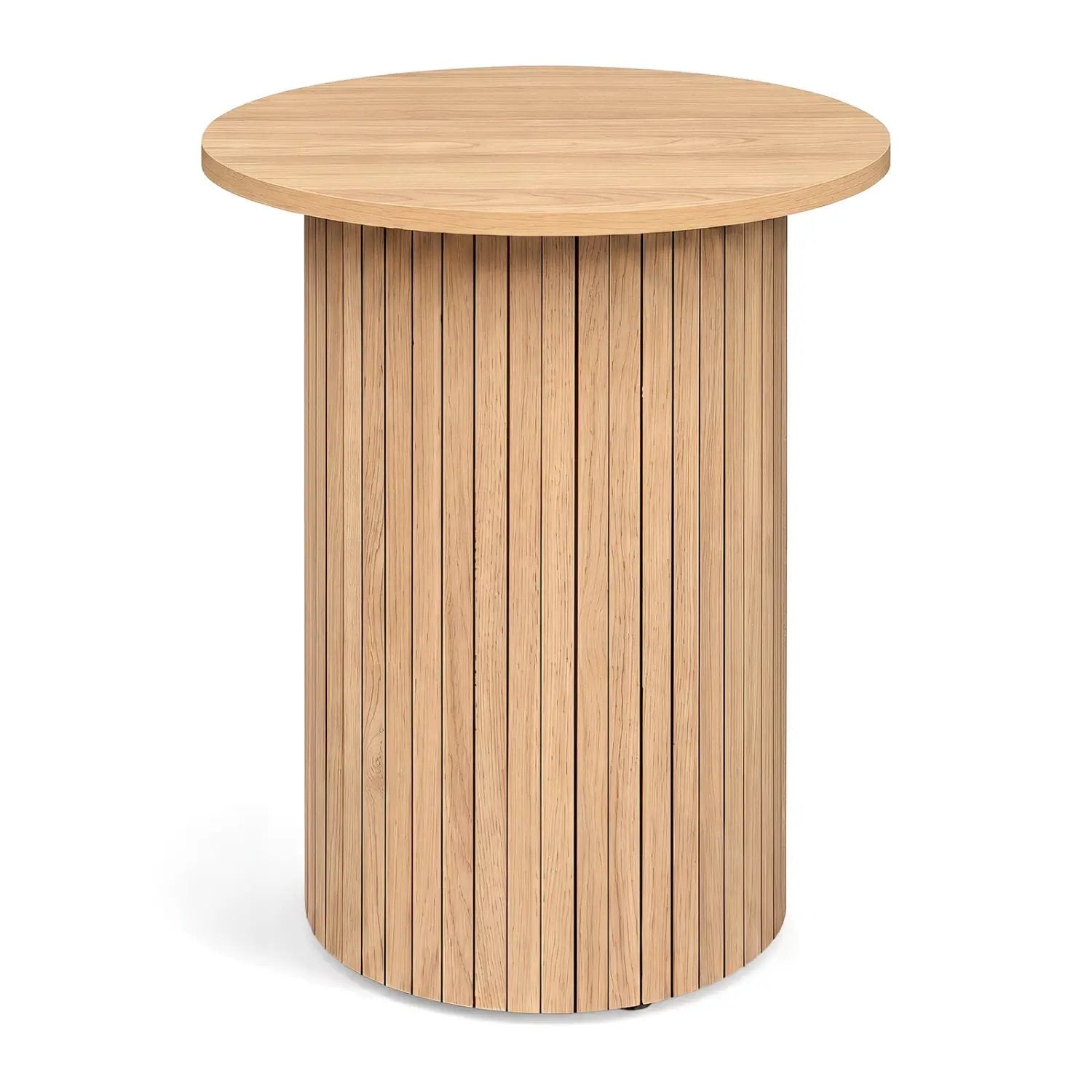 18" Round Fluted Side Table with Pedestal Drum Base by DirectDeals