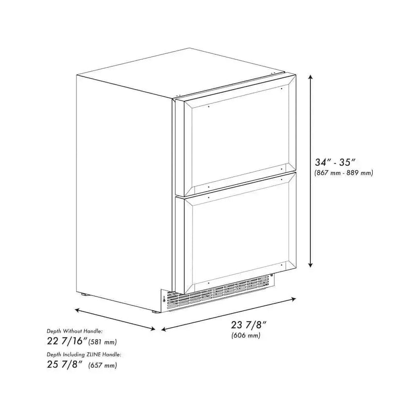 ZLINE 24" Touchstone 168 Can Outdoor-Rated Dual Refrigerator Drawer, Panel Ready Gold, RDSPOZ-24-G by Farmhouse Kitchen and Bath