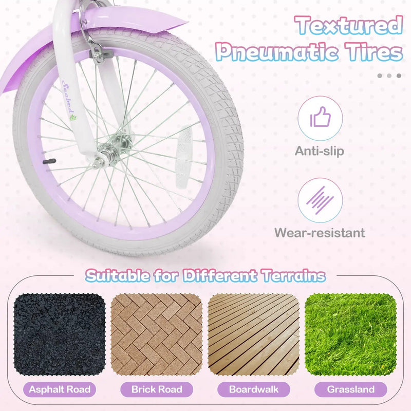 18-Inch Kids Bike Adjustable with Basket and Streamers Purple - Princess of the Sea Theme by DirectDeals