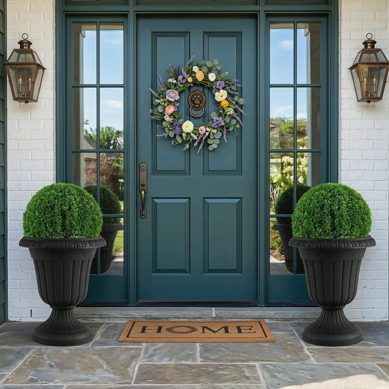 18-Inch Tall Urn Planters Set of 2 with Pedestal Base by DirectDeals