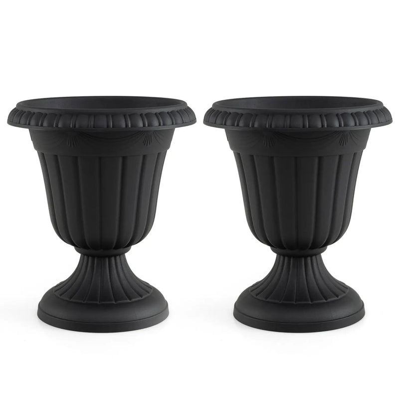 18-Inch Tall Urn Planters Set of 2 with Pedestal Base by DirectDeals
