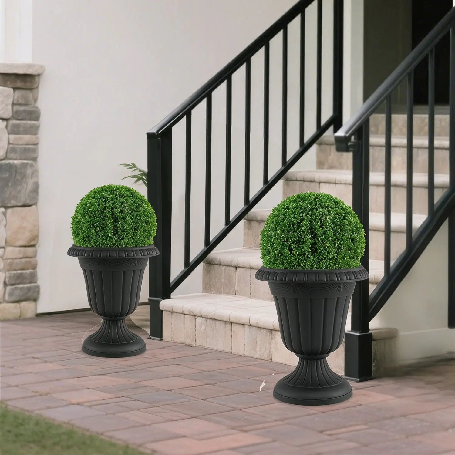 18-Inch Tall Urn Planters Set of 2 with Pedestal Base by DirectDeals