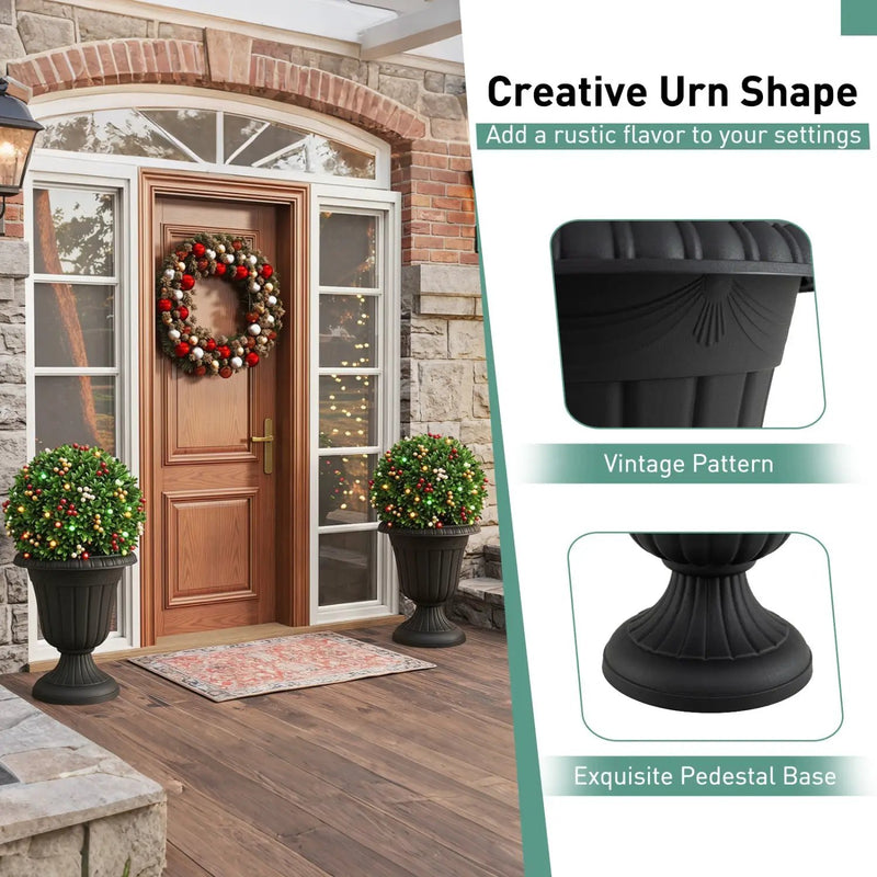18-Inch Tall Urn Planters Set of 2 with Pedestal Base by DirectDeals