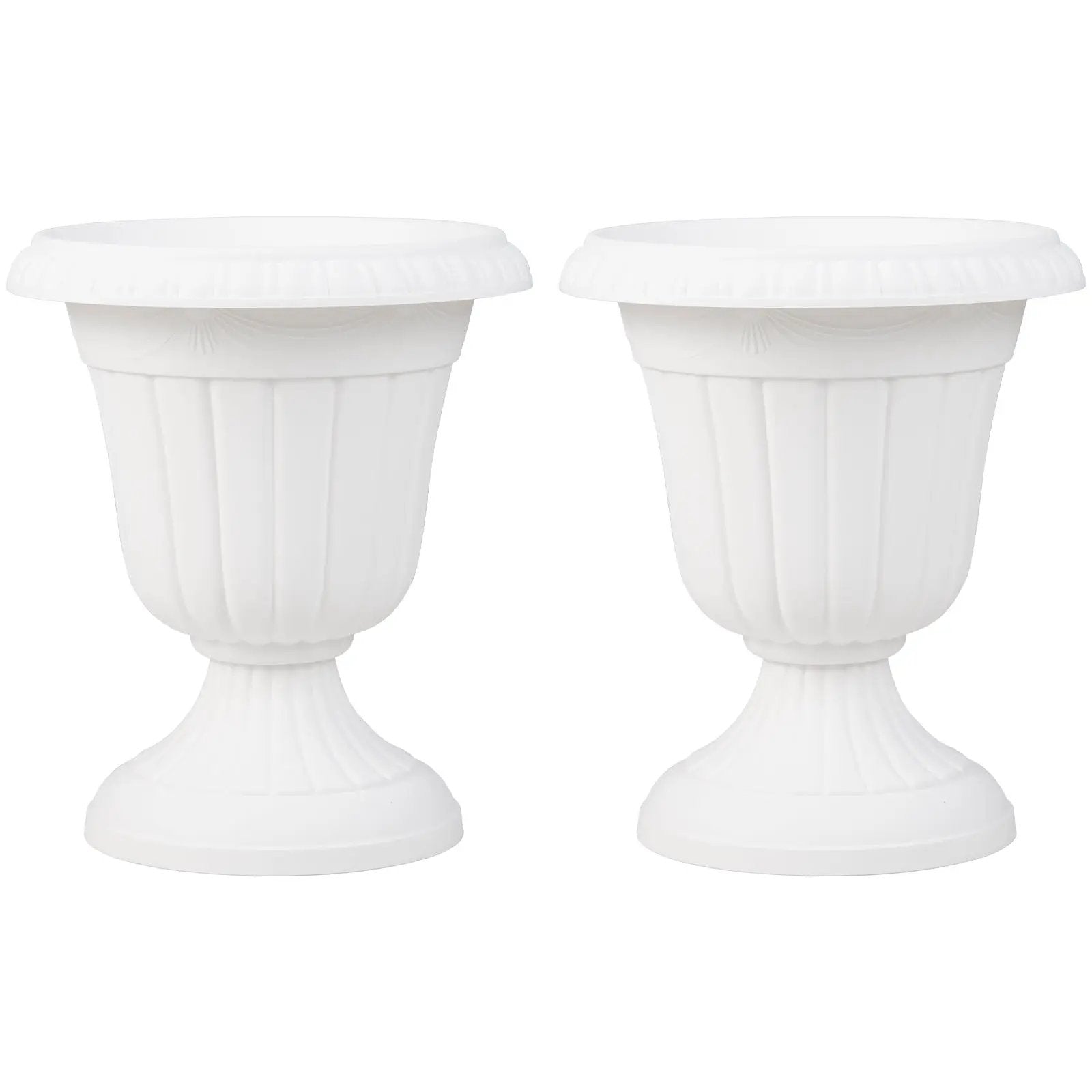 18 inch Tall Vintage Planters Set of 2 with Pedestal Base and Pre-marked Drain Hole by DirectDeals