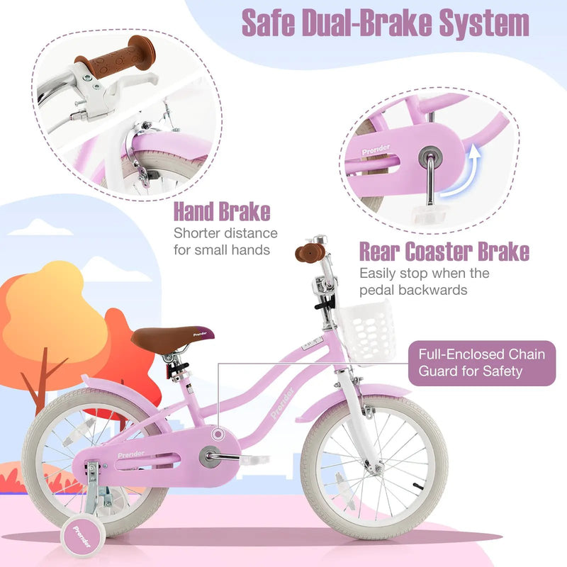 Children Bicycle with Front Handbrake and Rear Coaster Brake-Purple by DirectDeals