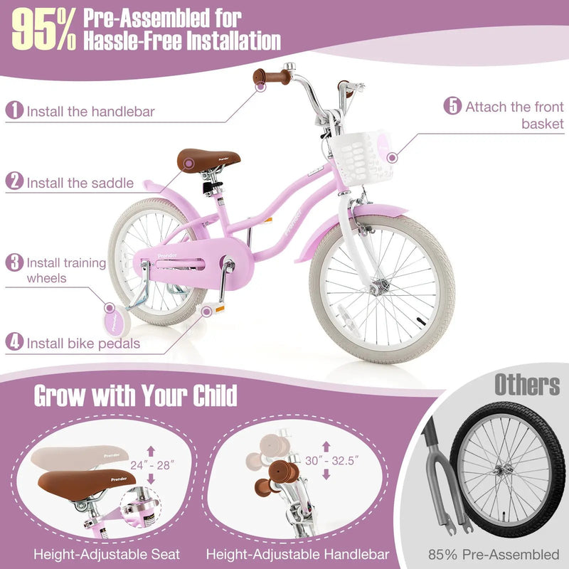 Children Bicycle with Front Handbrake and Rear Coaster Brake-Purple by DirectDeals