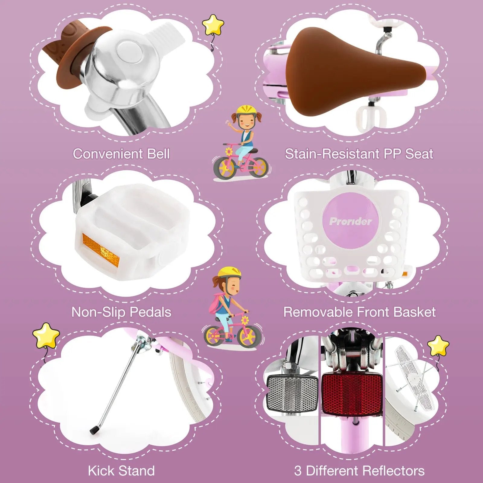 Children Bicycle with Front Handbrake and Rear Coaster Brake-Purple by DirectDeals