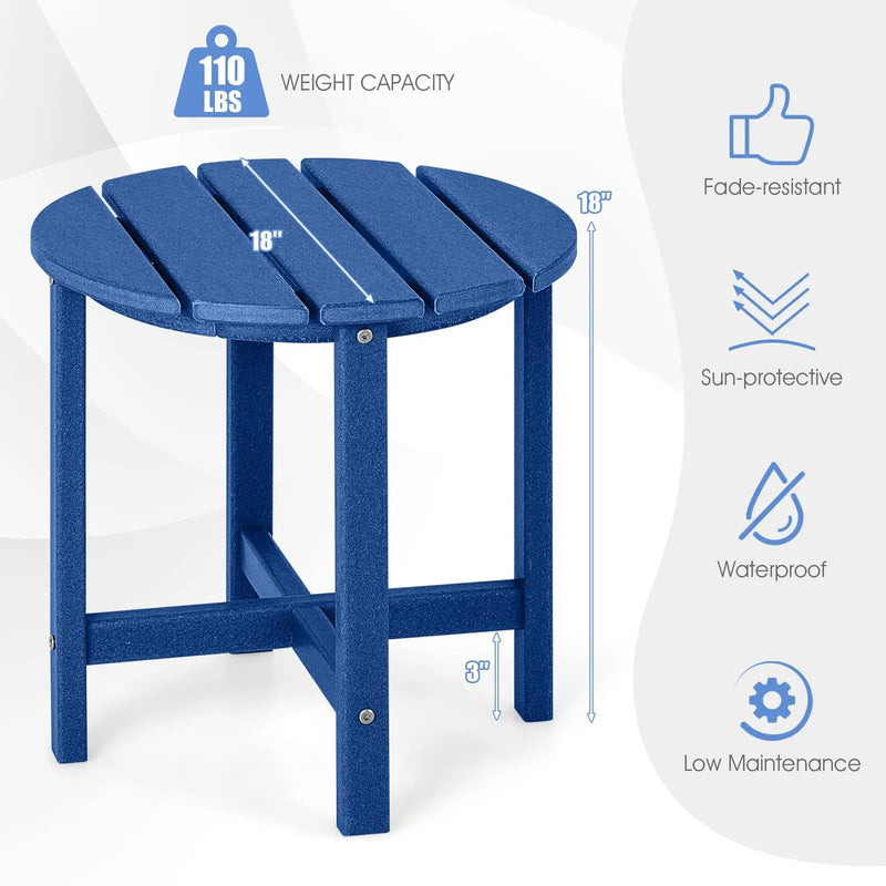 18 Inch Round Weather-Resistant Adirondack Side Table by DirectDeals