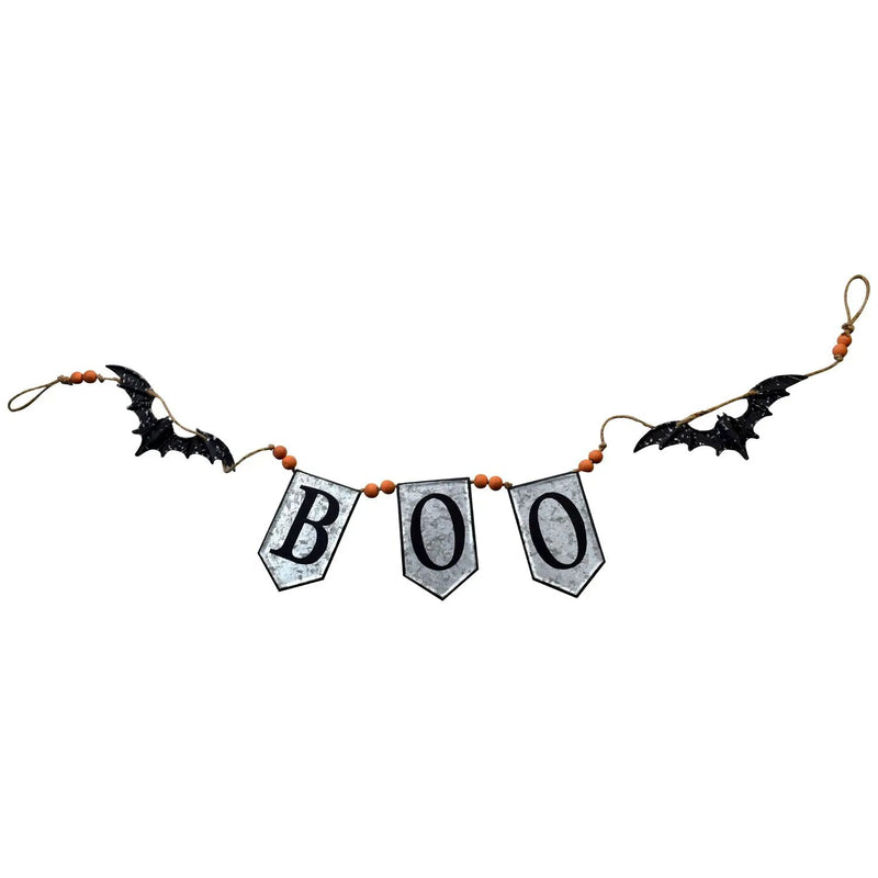 Iron Boo Banner With Bats, For Halloween Holiday Decor - Black / Gray / Orange by Unique Piece Furniture