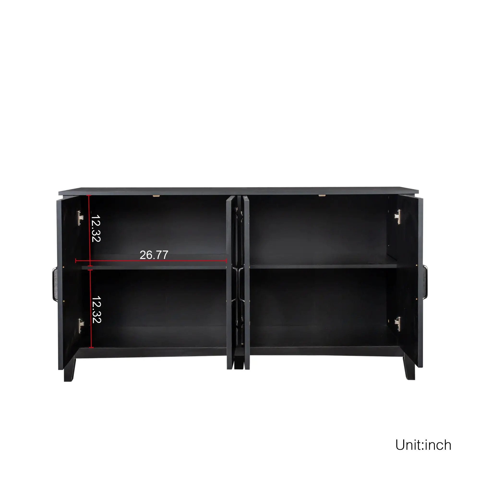 Cabinet With 4 Doors and 4 Open Shelves Freestanding Sideboard by HouseOfZazla