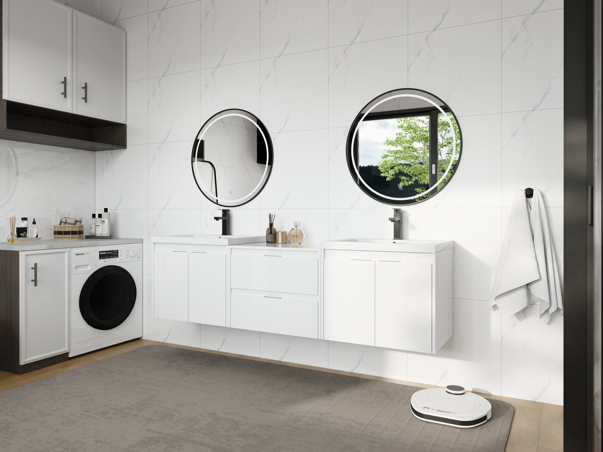 72" Bathroom Vanity With Resin Sink, Soft Close Doors, and 1-Side Cabinet by HouseOfZazla