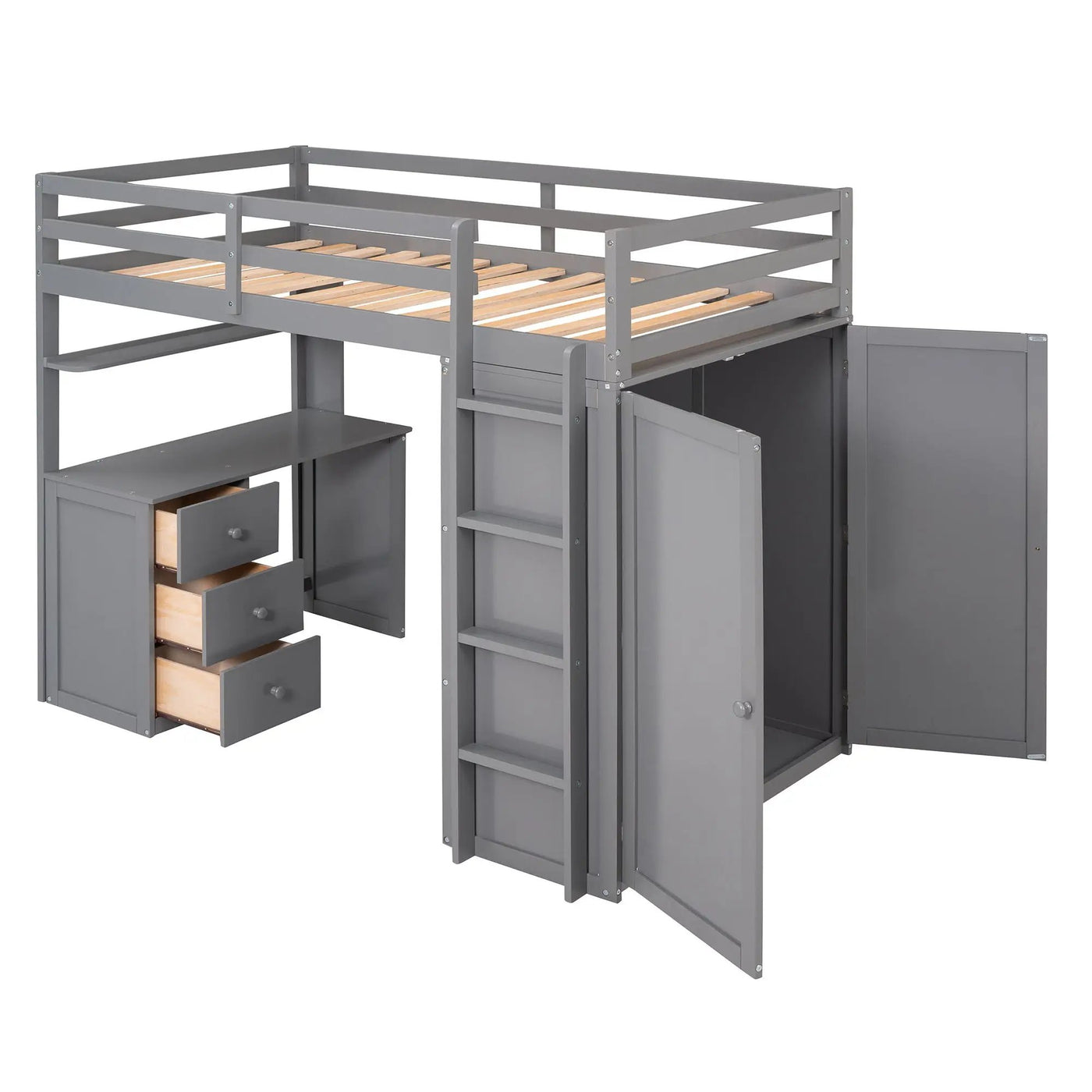 Loft Bed With Drawers, Desk, And Wardrobe by Unique Piece Furniture