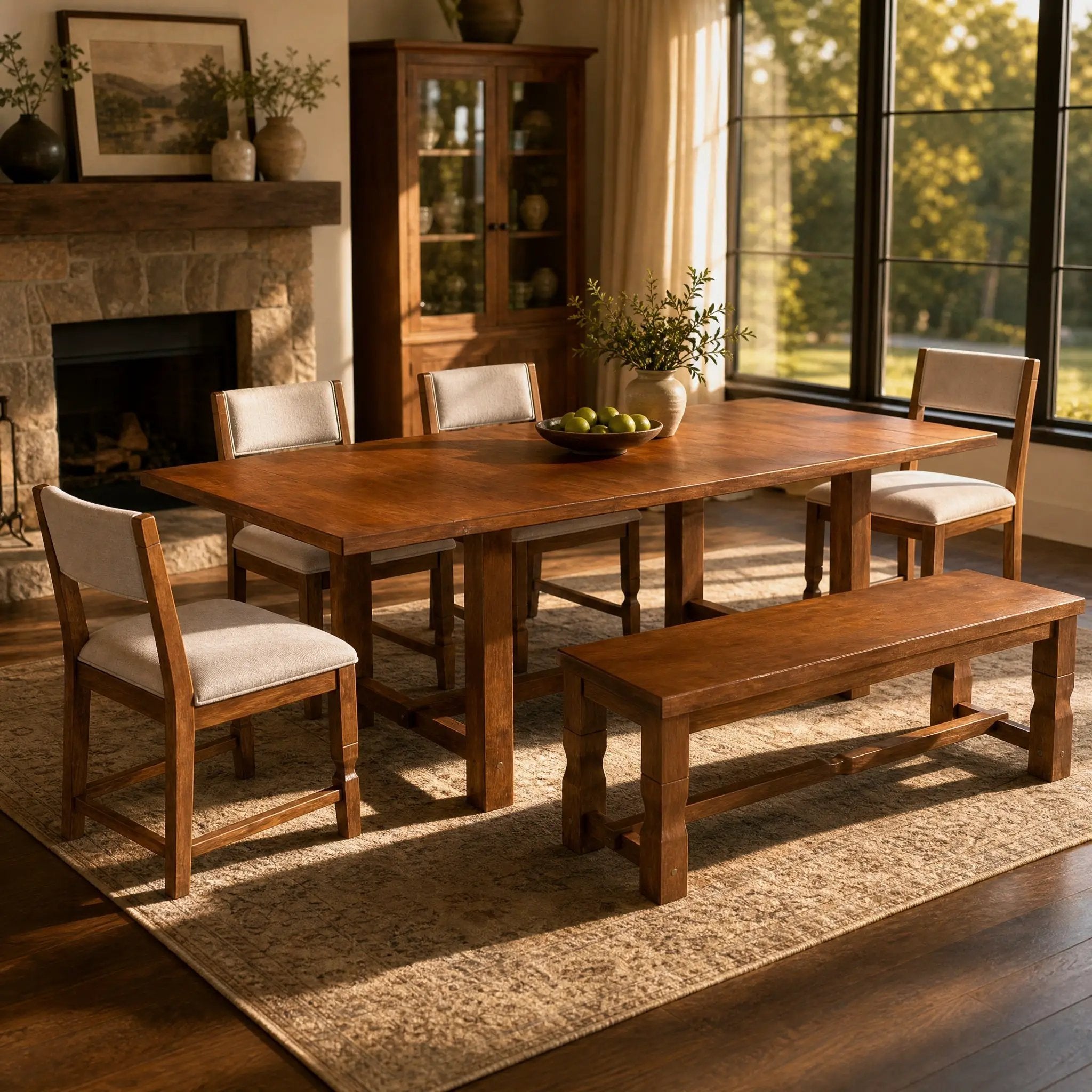 TOPMAX 6-Piece Dining Set with Bench by HouseOfZazla