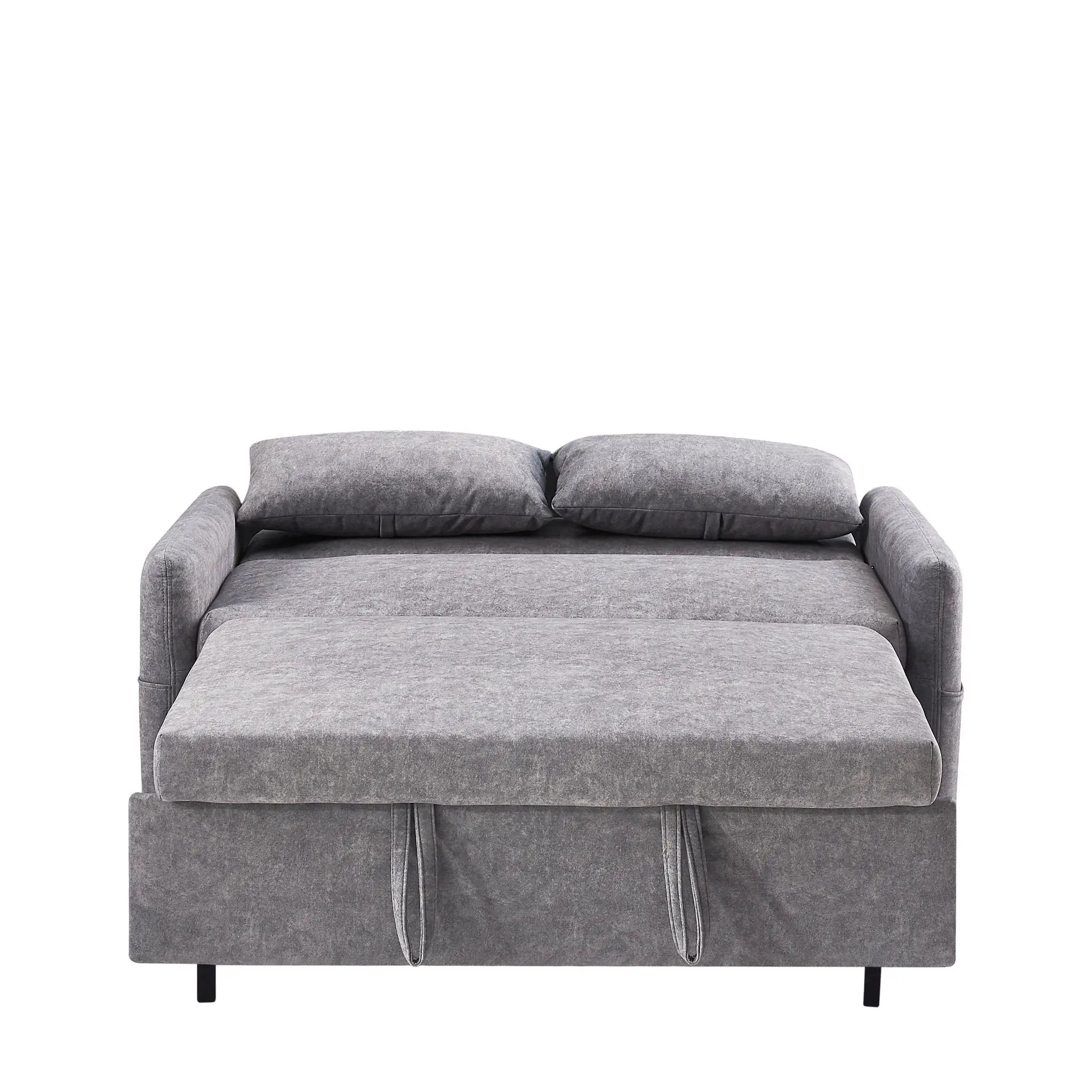 Pull Out Sleep Sofa Bed Loveseats Sofa Couch With Adjsutable Backrest, Storage Pockets, 2 Soft Pillows, USB Ports For Living Room, Bedroom, Apartment, Office by HouseOfZazla