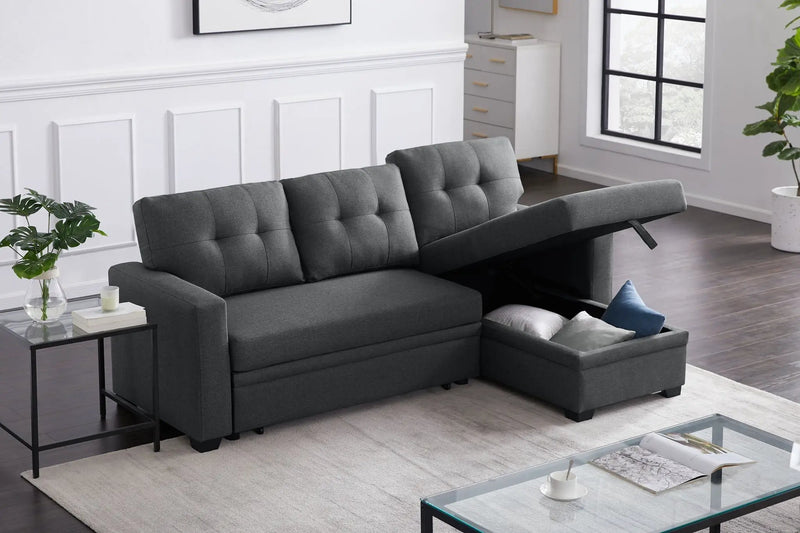Upholstered Pull Out Sectional Sofa With Chaise by Unique Piece Furniture
