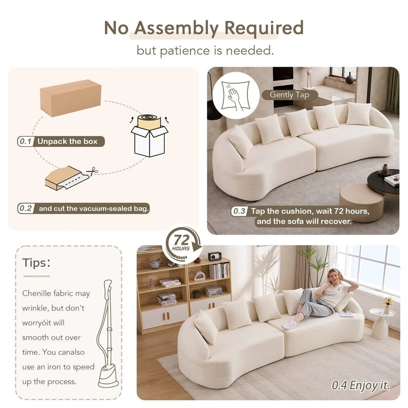 Curved Boneless Sofa, Compression Modular 110'' Sectional by HouseOfZazla