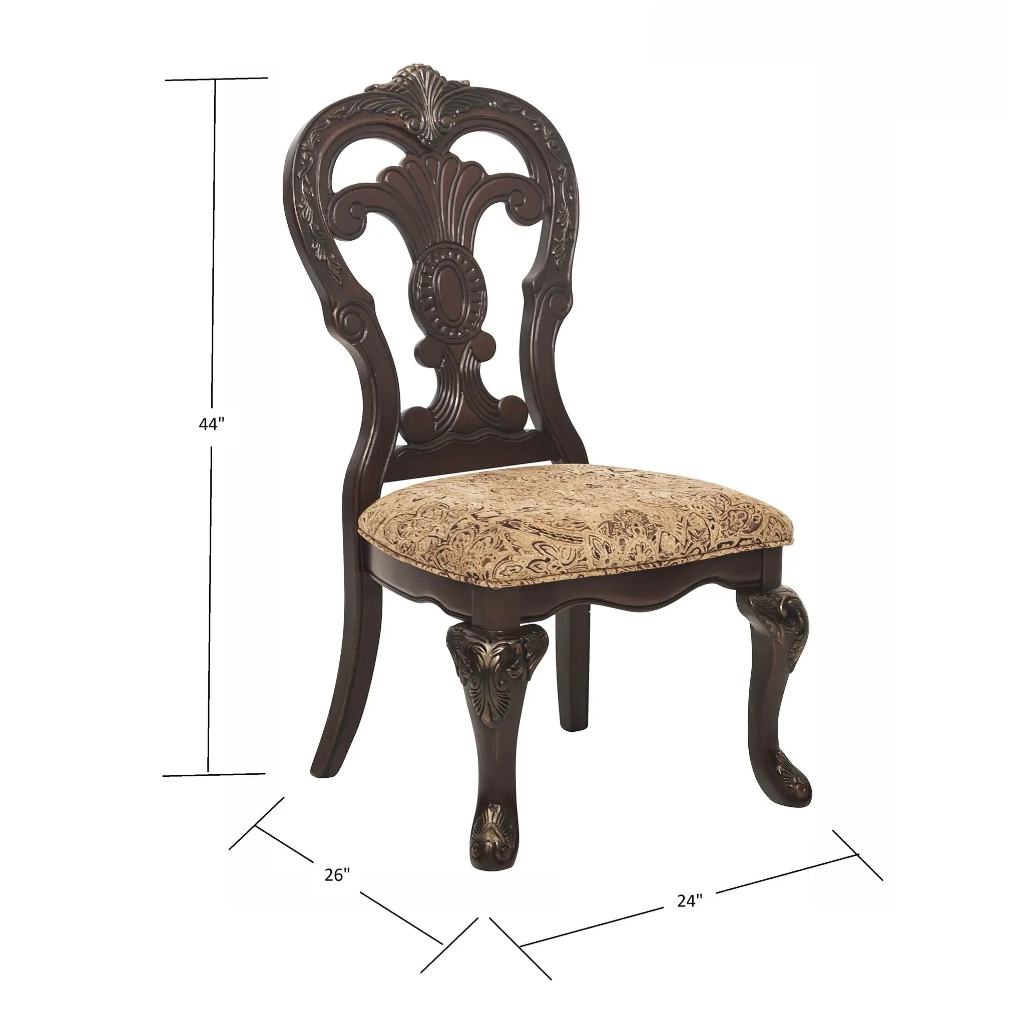 Elegant Style Beautiful Side Chairs 2 Piece Set Cherry With Tipping Fabric Upholstered Traditional Dining Furniture - Cherry by HouseOfZazla