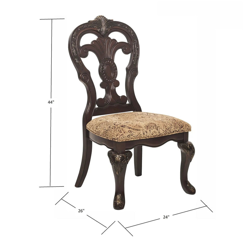 Elegant Style Beautiful Side Chairs 2 Piece Set Cherry With Tipping Fabric Upholstered Traditional Dining Furniture - Cherry by HouseOfZazla