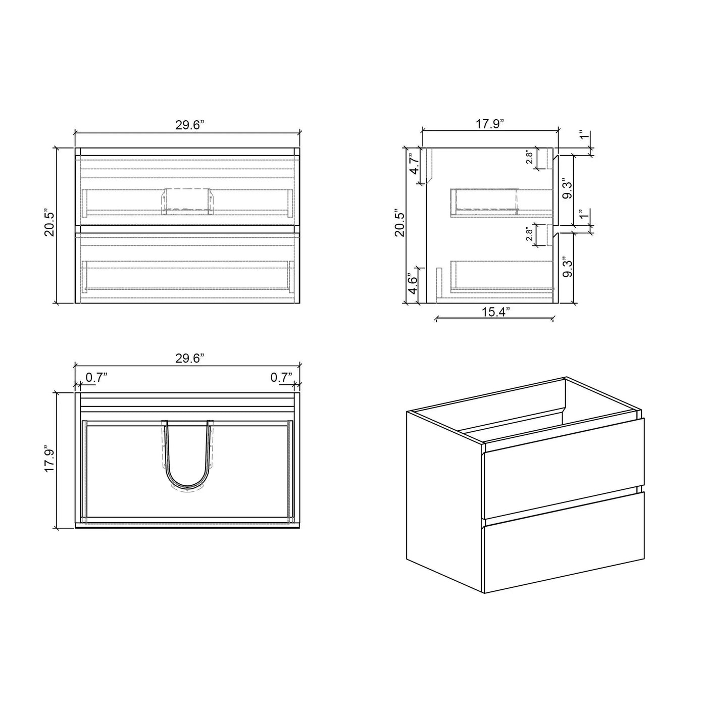 Alice - Bathroom Vanity With Sink, Wall Mounted, Floating by Unique Piece Furniture