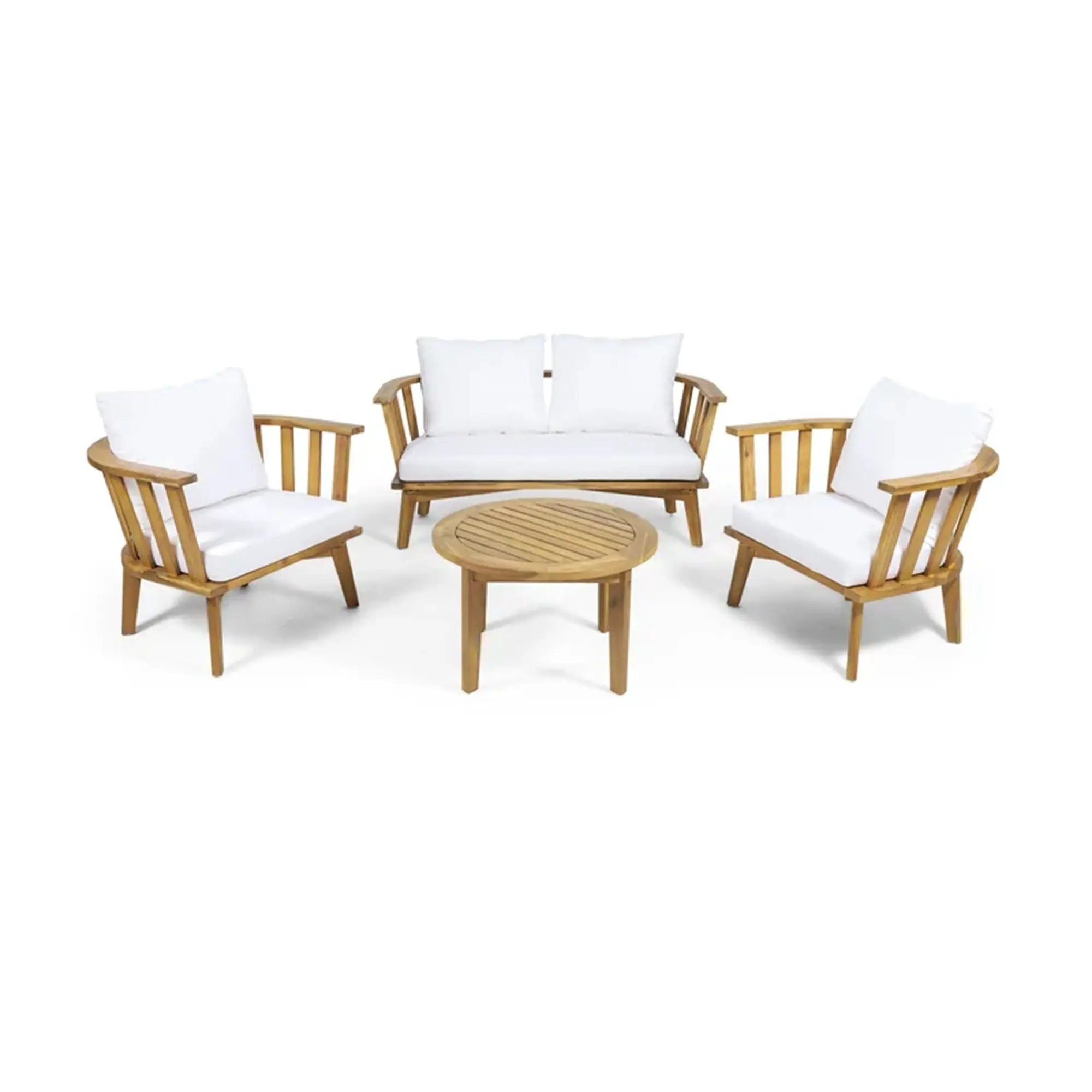 Patio Furniture Set, Outdoor Acacia Wood Patio Club Chair With Table by HouseOfZazla