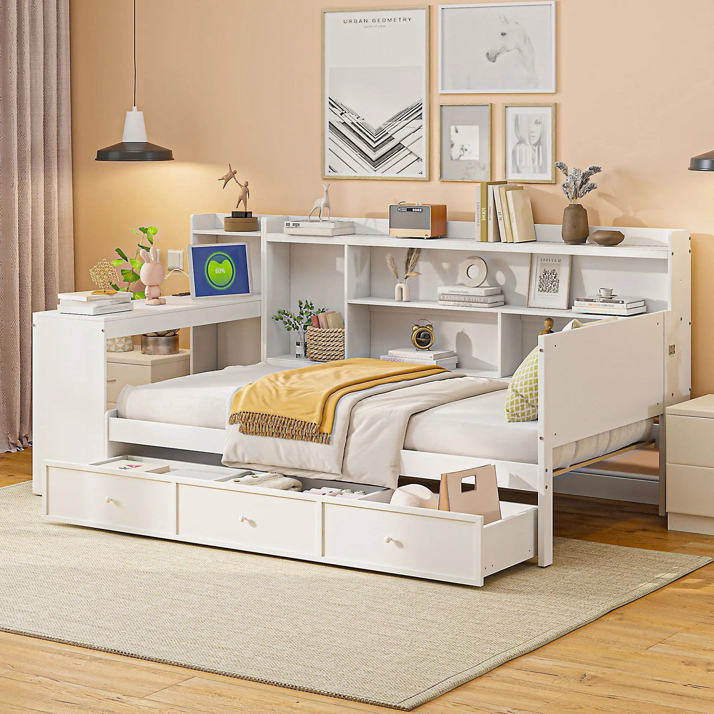 Daybed With 3 Drawers USB Ports And Desk by Unique Piece Furniture