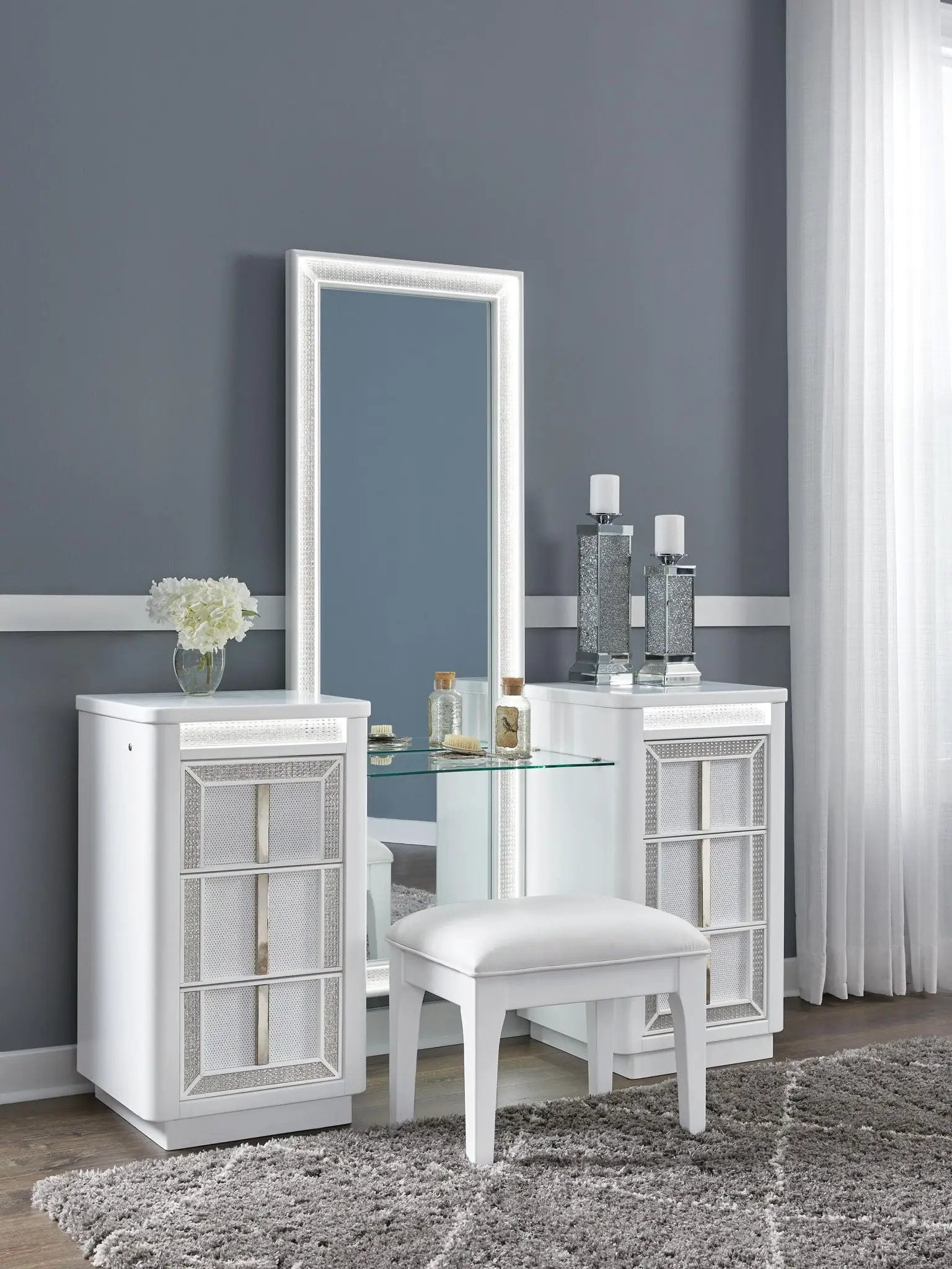Chalanna - Vanity With Mirror - White by Unique Piece Furniture