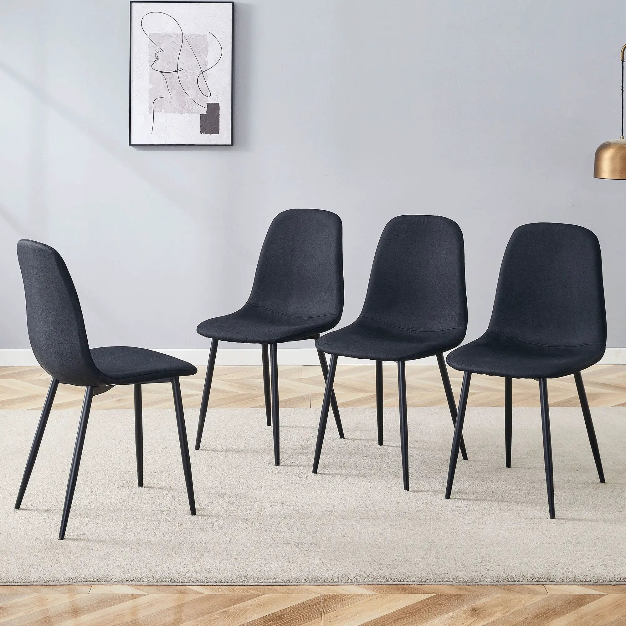Modern Medieval Style Cushioned Side Chairs Set With Metal Legs For Kitchens by HouseOfZazla