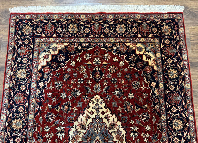 Sino Persian Rug 4x6, Traditional Wool Hand Knotted Carpet, Red Navy Blue, 225 KPSI by Jewel Rugs