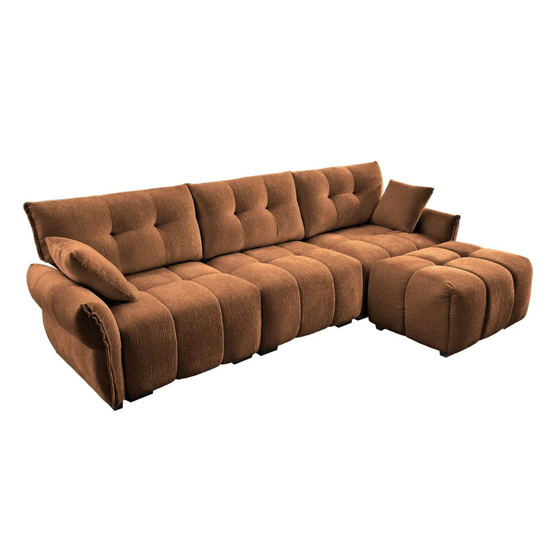 Sofa Set With Ottoman And Pillows, Textured, High Resilience Cushions by Unique Piece Furniture