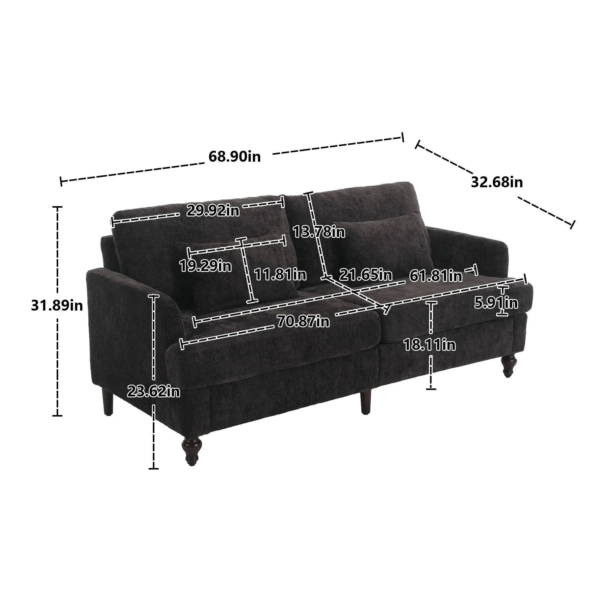 Mid Century Modern Fabric Loveseat Sofa, 2 Seat Upholstered Couch by HouseOfZazla