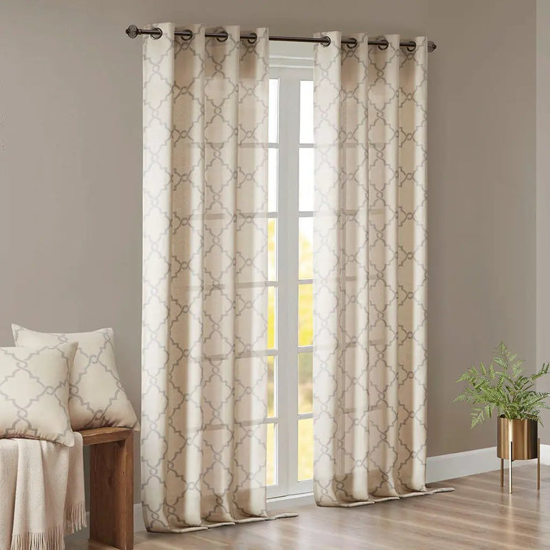Fretwork Print Grommet Top Window Curtain Panel (One Panel) by HouseOfZazla