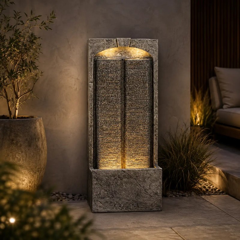 Outdoor Water Fountain Cascading LED Lights 39' H by HouseOfZazla