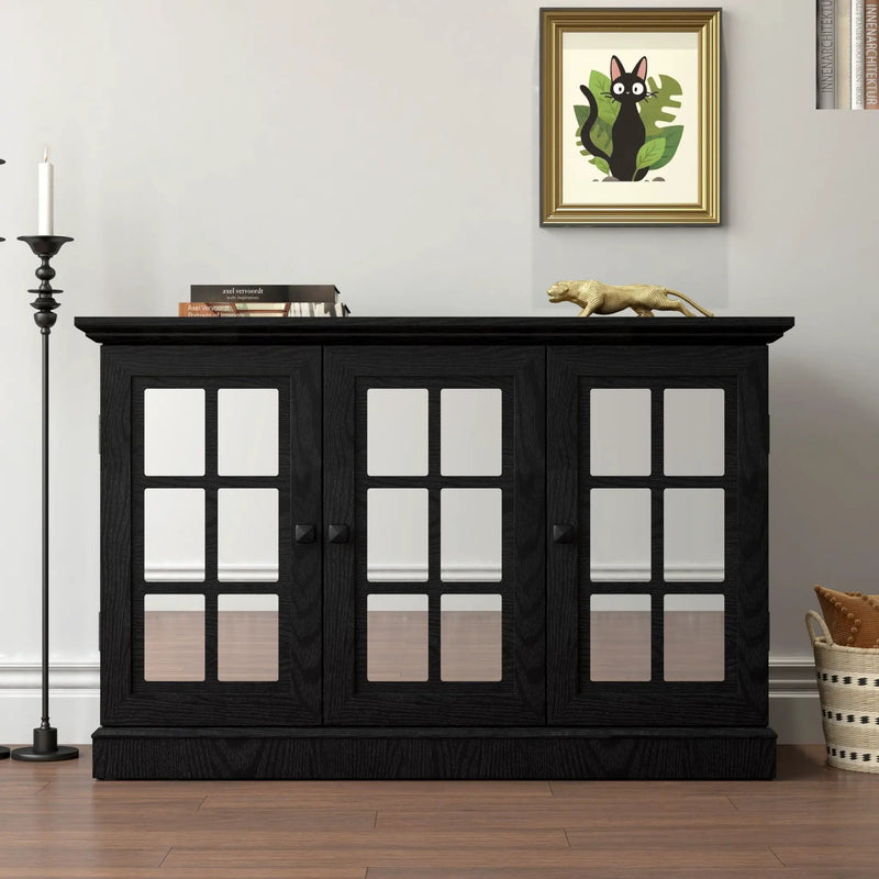 Storage Cabinet With 3 Mirrored Acrylic Doors, Adjustable Shelves by HouseOfZazla