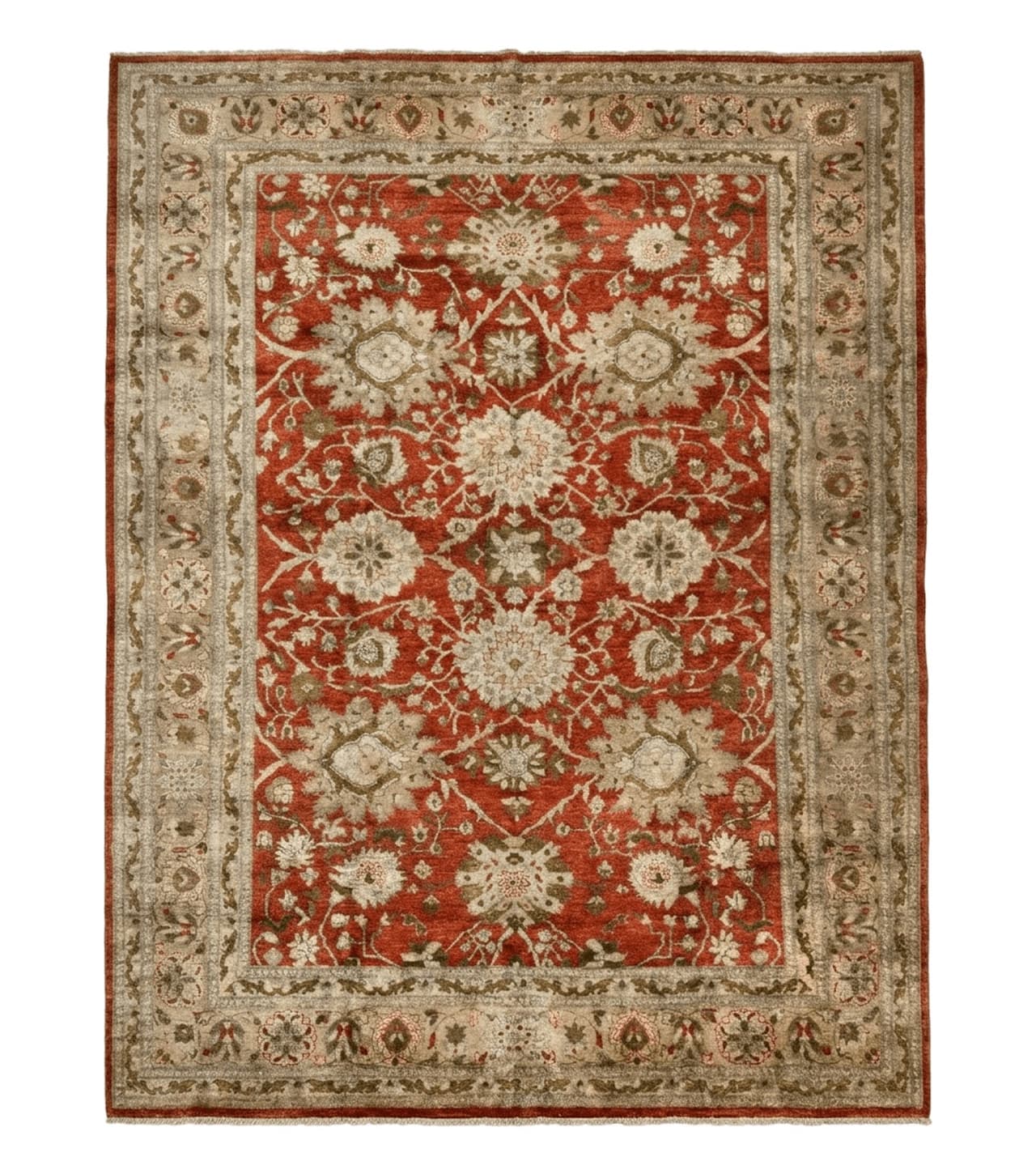 Pakistani Peshawar Rug 10x13, Burnt Orange, Large Handmade Wool Carpet by Jewel Rugs