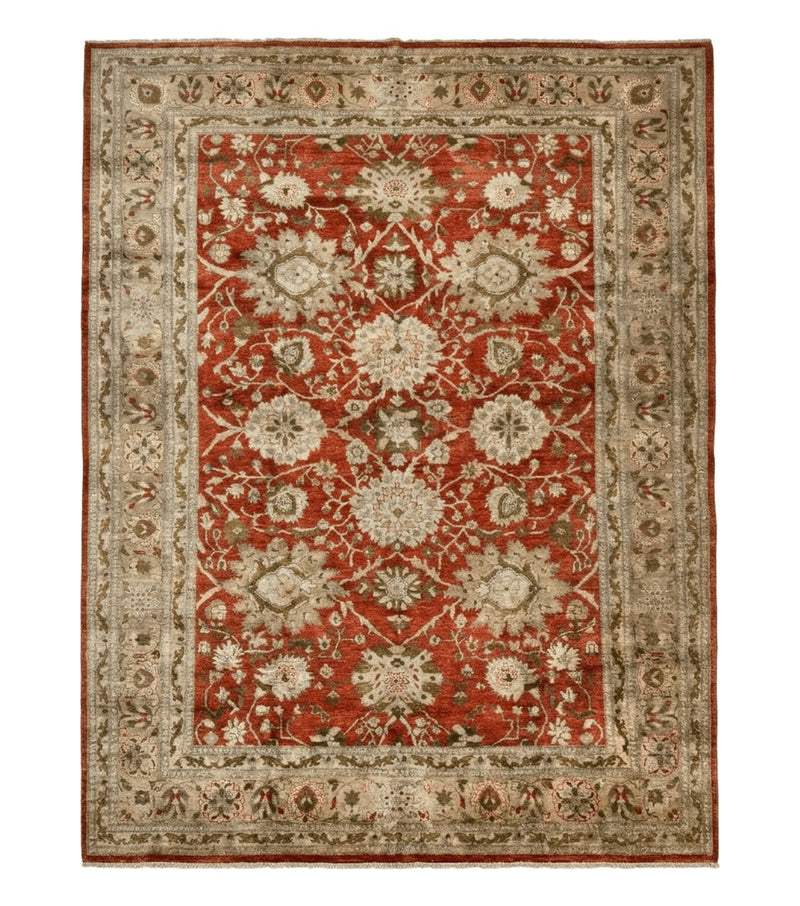 Pakistani Peshawar Rug 10x13, Burnt Orange, Large Handmade Wool Carpet by Jewel Rugs