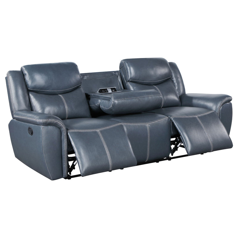 Stanwicke - Motion Reclining Sofa With Drop Down Table - Blue by HouseOfZazla