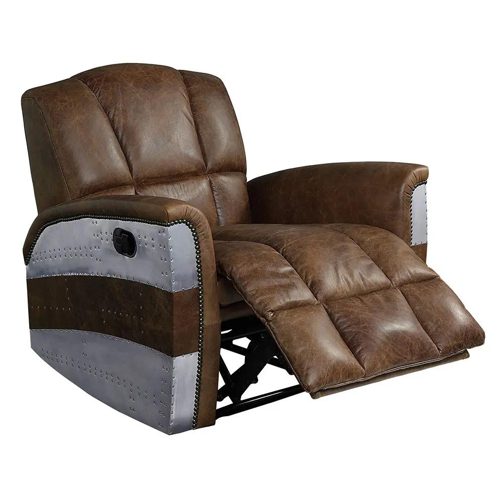 Brancaster - Power Motion Recliner - Retro Brown Top Grain Leather & Aluminum by Unique Piece Furniture