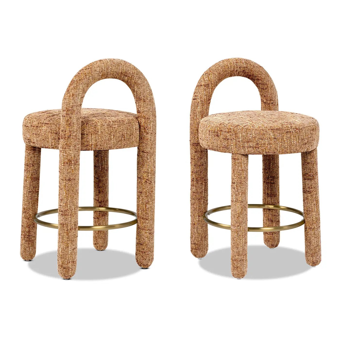 Penny Round Arched Fully Upholstered Counter Stool, Set of 2, Golden by HouseOfZazla