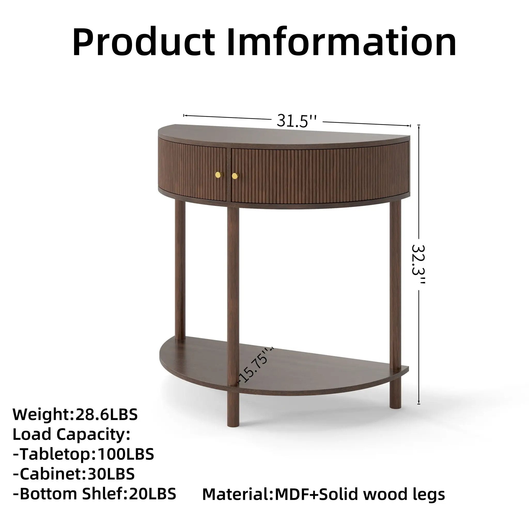 Demi Lune Console Table With 2 Storage Drawers by HouseOfZazla