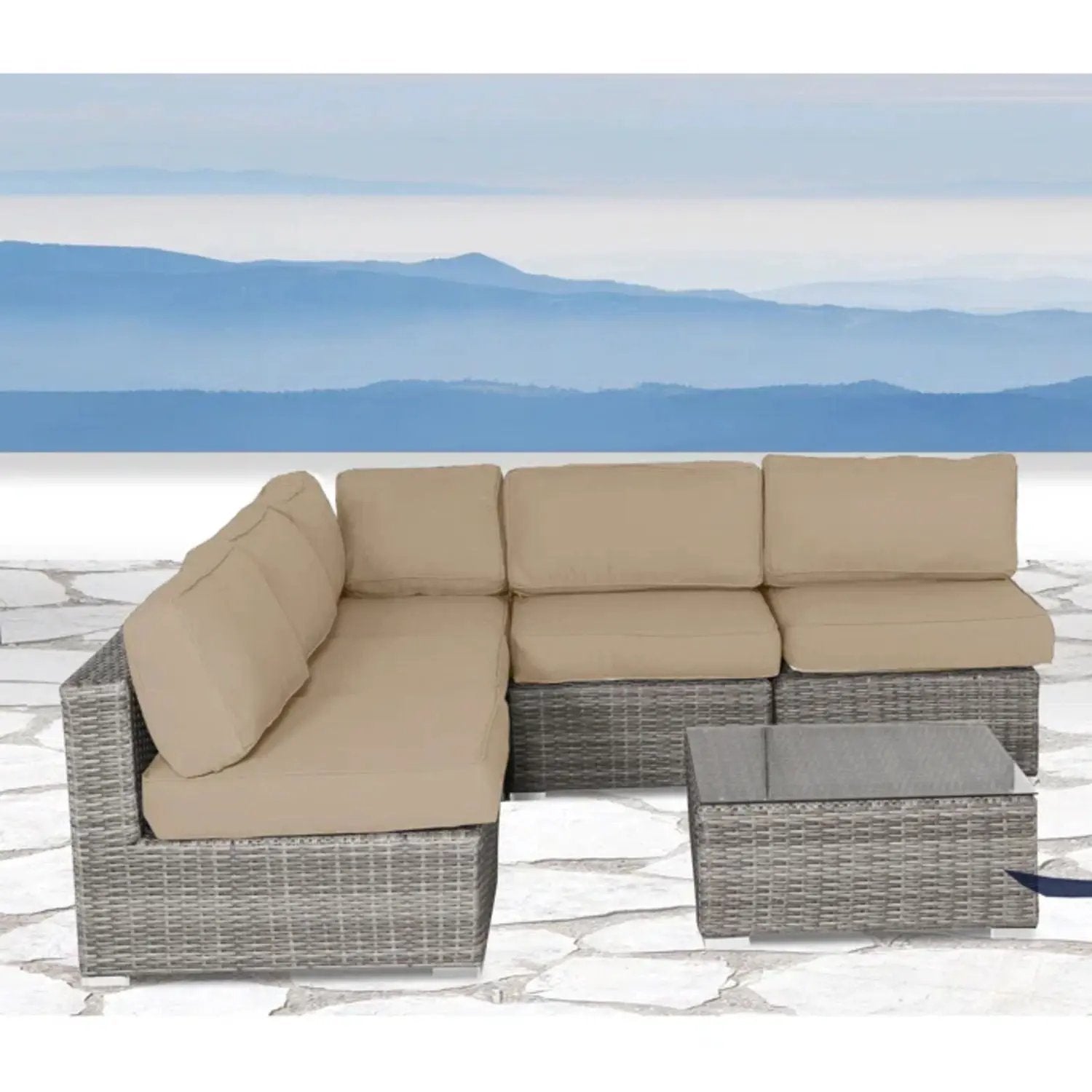 Seating Set With Cushions Handcrafted Wicker Design by Unique Piece Furniture