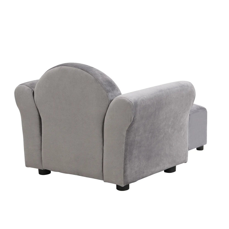 Kids Recliner Chair, Kids Upholstered Couch With Ottoman - Gray by Unique Piece Furniture