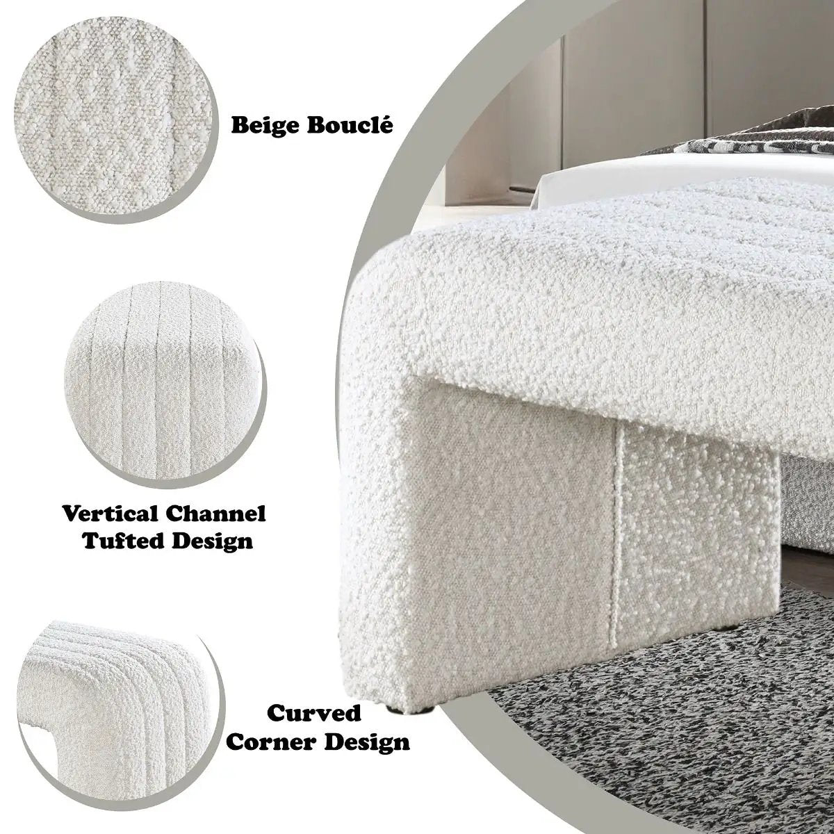 Sandro - Bench - Beige Boucle by Unique Piece Furniture
