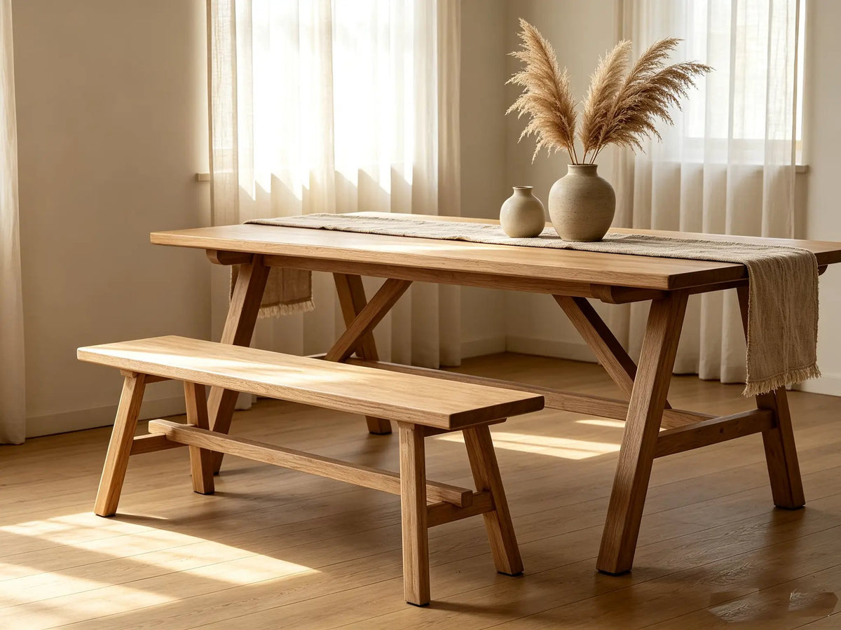 55" Farmhouse Wood Bench - Rustic Solid Wood Dining Room & Entryway Bench by HouseOfZazla