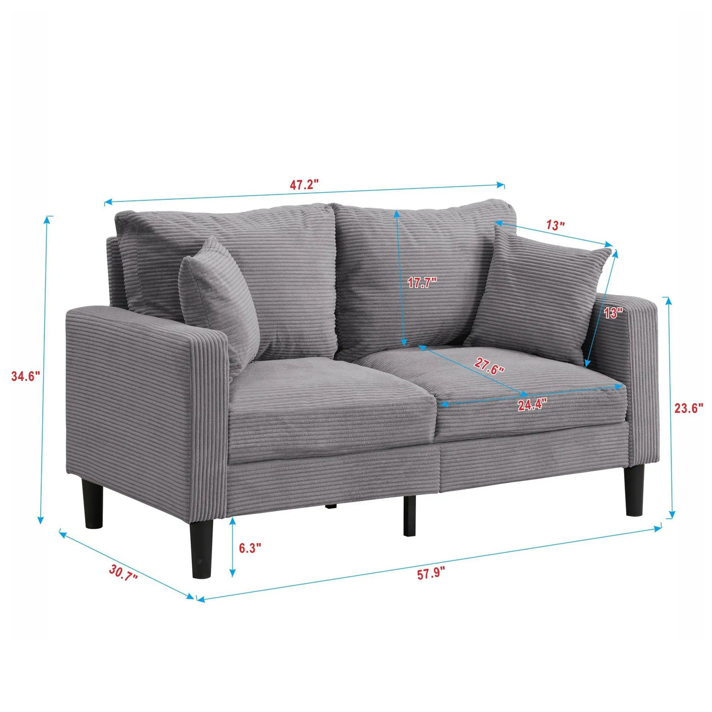 High Resilience Loveseat Sofa With Wooden Frame by HouseOfZazla