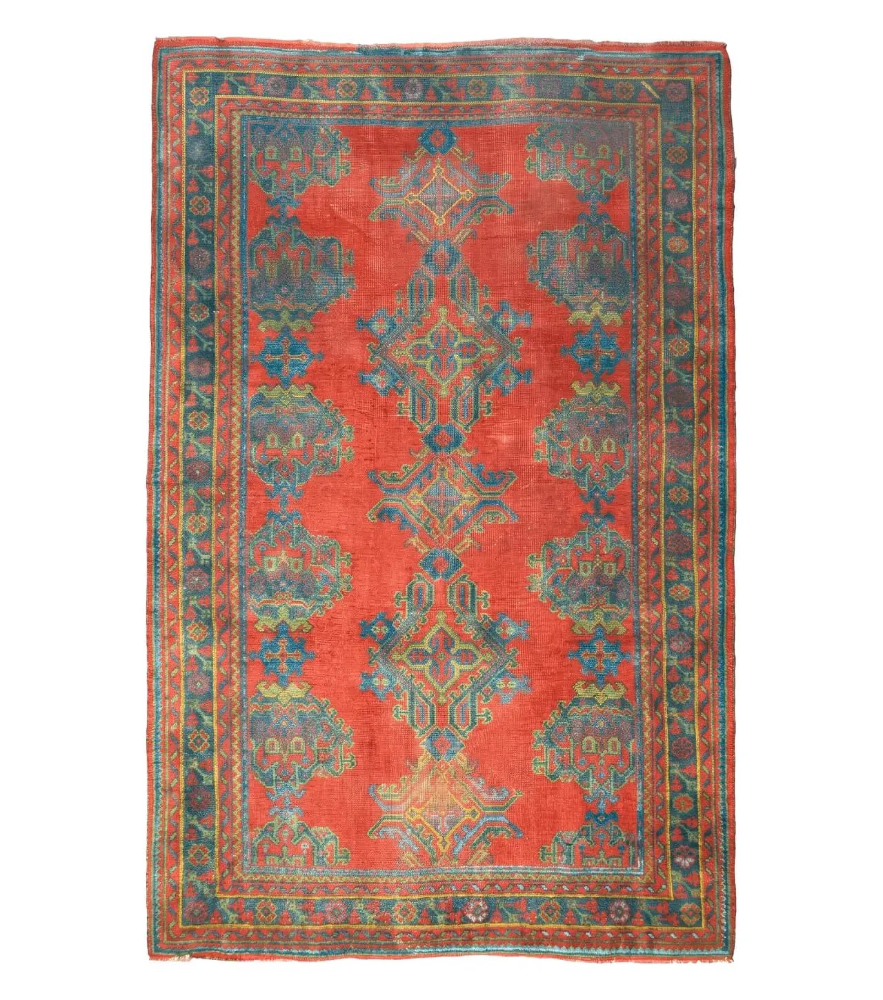 7x11 Turkish Oushak Rug, Vintage Red & Blue Oriental Carpet, Hand Knotted Wool Area Rug 7 x 11, Turkish Sparta Rug, Antique Turkish Rug Nice by Jewel Rugs