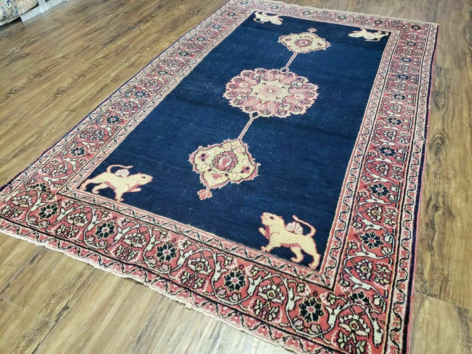 4' X 6' Antique Handmade Turkish Ghiordes Wool Rug Veg Dyes Organic Lion Nice by Jewel Rugs