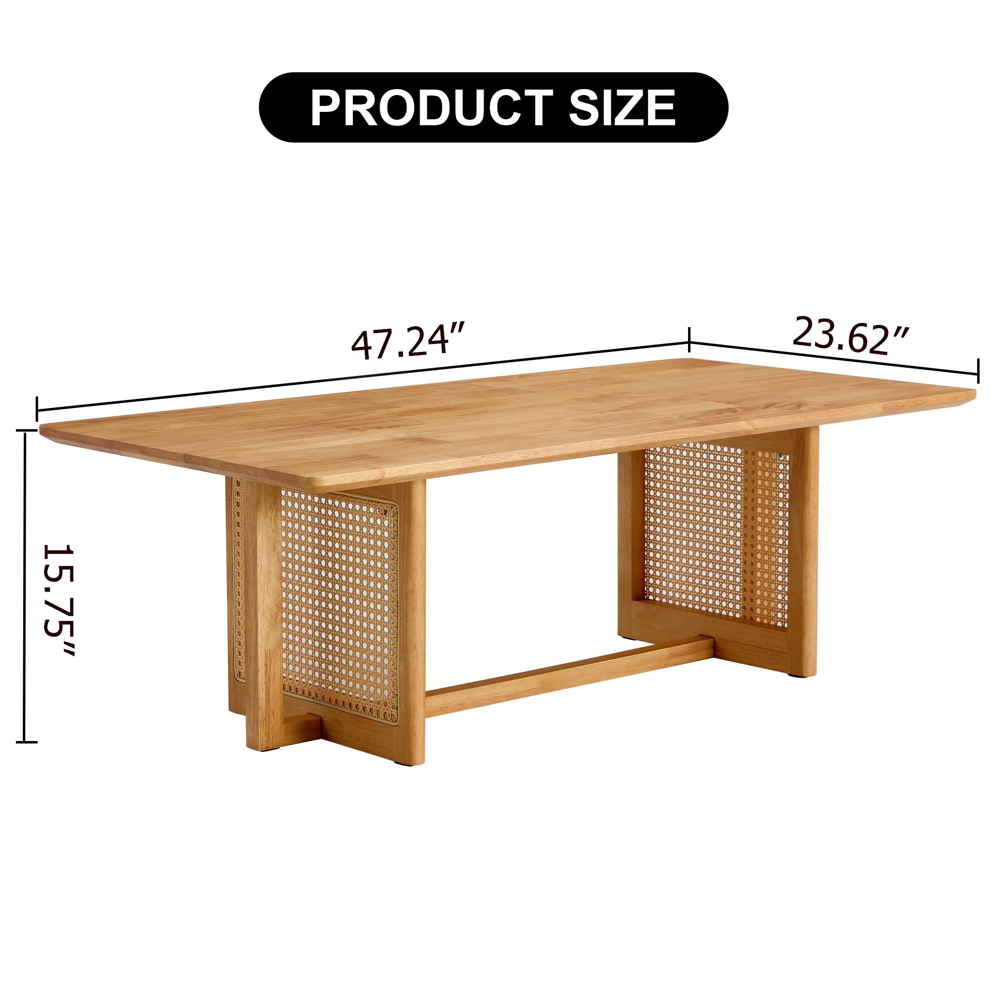 Natural Rubber Wood and Solid Wood Minimalist Coffee Table by BLAKHOM
