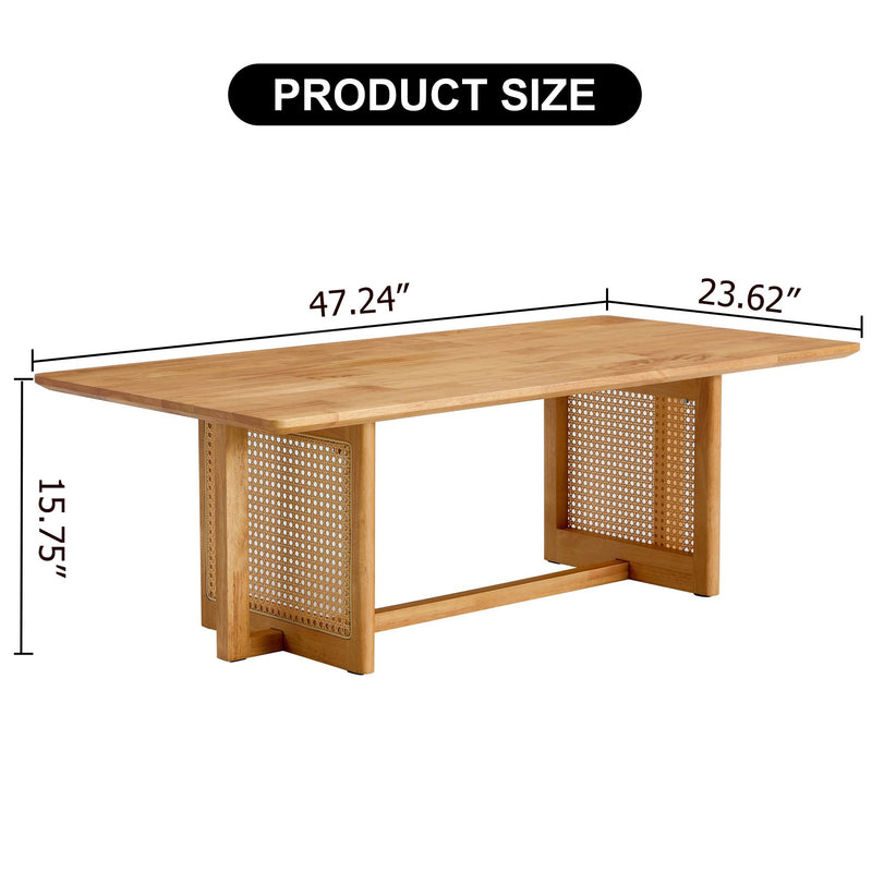 Natural Rubber Wood and Solid Wood Minimalist Coffee Table by BLAKHOM