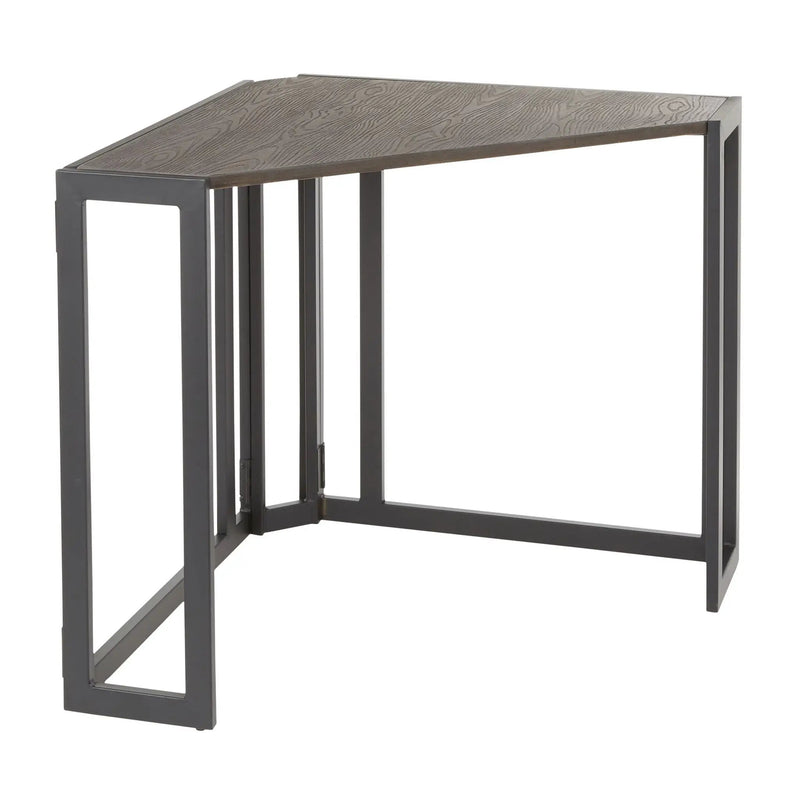 Roman - Industrial Corner Desk - Black / Espresso by HouseOfZazla