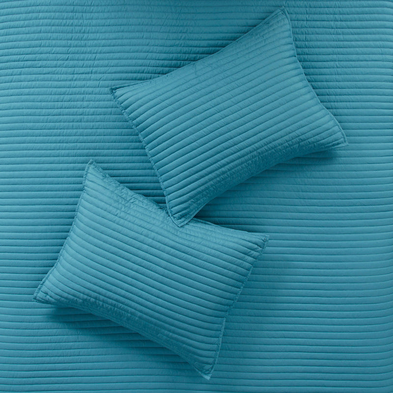 8 Piece Printed Seersucker Comforter and Quilt Set Collection Aqua Full/Queen by HouseOfZazla